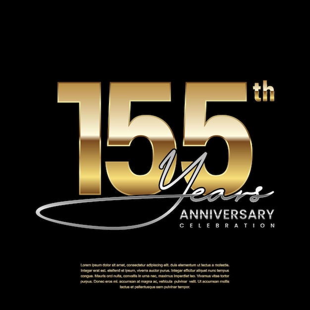 155 year anniversary Luxury logo with golden ring style Logo Vector Template