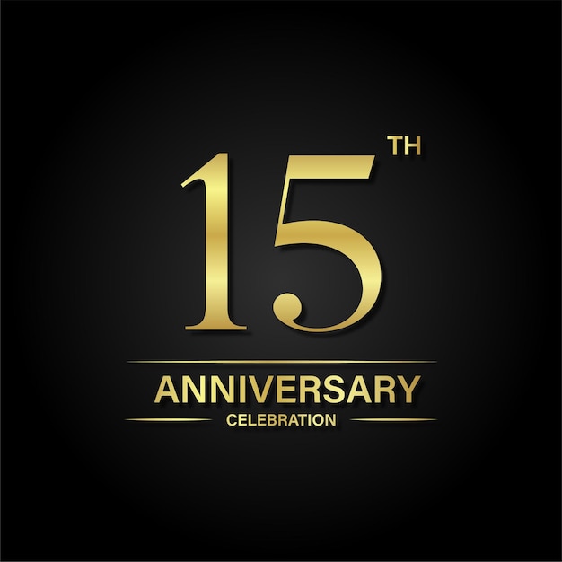 15th anniversary celebration with gold color and black background