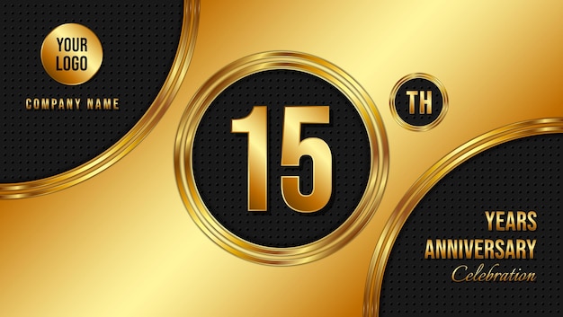 15th Anniversary template design Golden Anniversary Vector Template