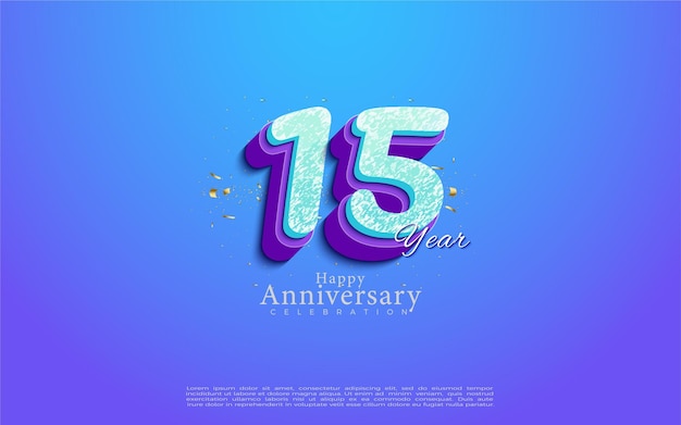 15th anniversary with cute celebration numbers