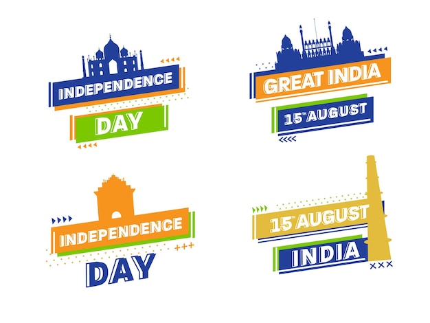 15th August, India Happy Independence Day Text With Famous Monument 