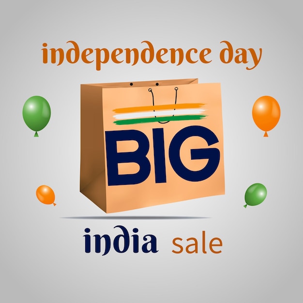 15th August Indian Independence Day Big Sale Offer Poster Background Template social media