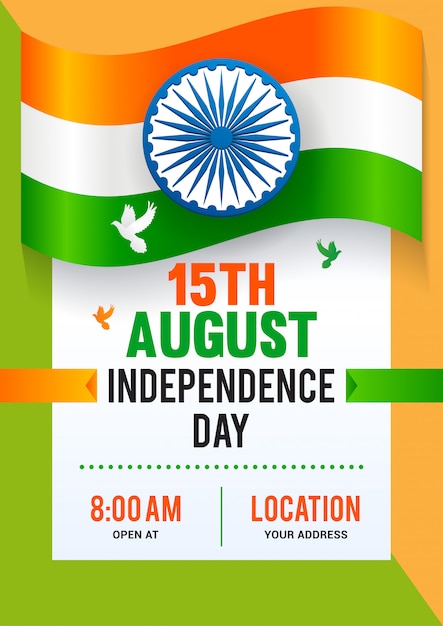 15th August, Indian Independence day poster template design.