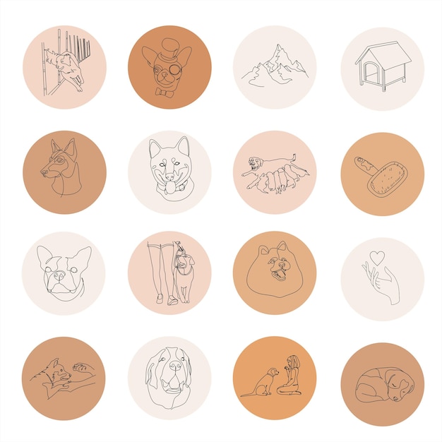 16 Dog Instagram Highlight Icons Soft Pastel Pet Highlights Instagram Story Highlight Covers Social Media Icons Handdrawn Dog Icons