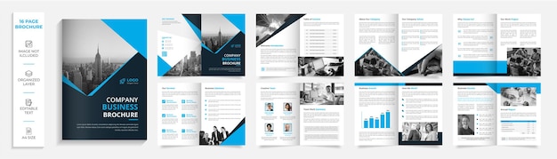 16 page corporate modern professional bifold brochure company profile design