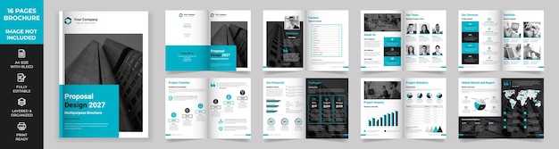 16 page Multipurpose Brochure template Business Proposal Presentations Company Profile