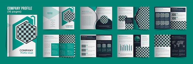 16 pages bifold business company brochure template design