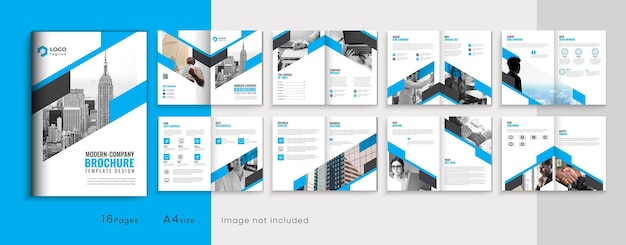 16 pages company business brochure company profile multipage brochure template design