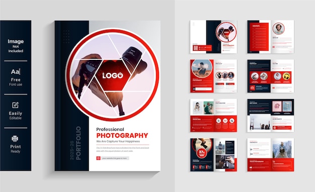 16 pages Photography brochure design template colorful and modern layout