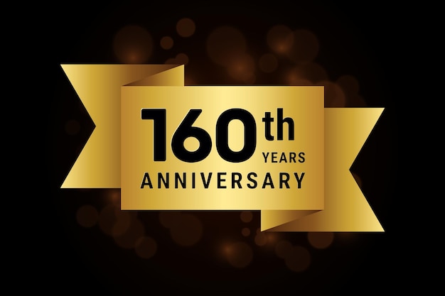 160th anniversary celebration template design with gold ribbon Logo vector illustration