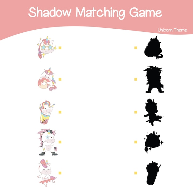 165 Unicorn Shadows Matching Game