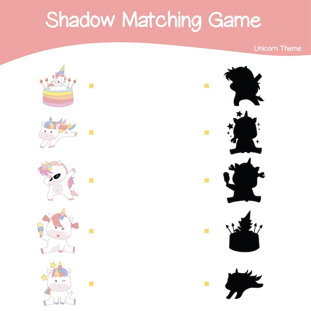 166 Unicorn Shadows Matching Game