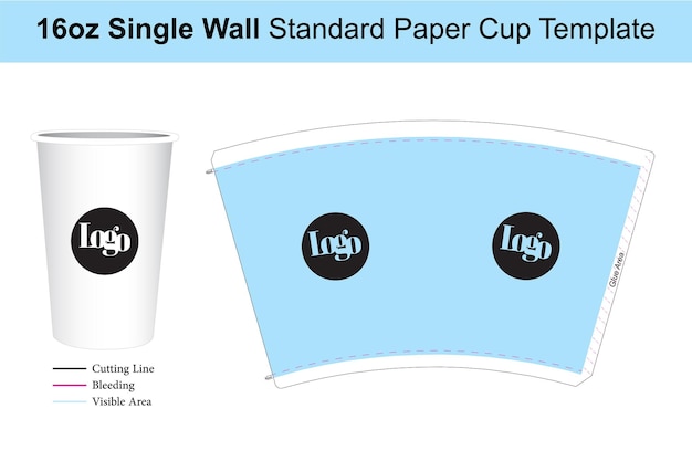 16oz Single Wall Paper Cup Template