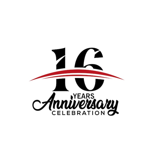 16th anniversary celebration design template for booklet with red and black colour vector