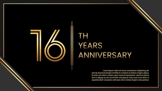 16th year anniversary design template vector template illustration