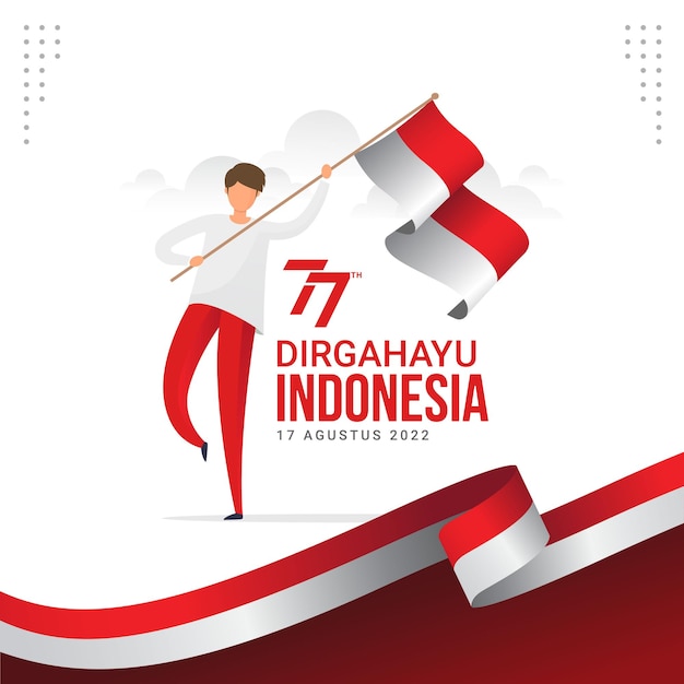 17 August Happy Indonesia Independence day greeting card