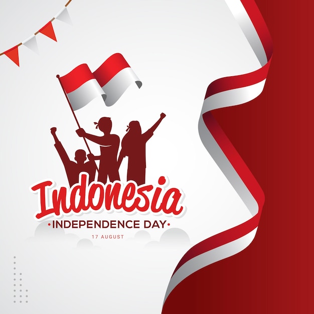 17 August Happy Indonesia Independence day greeting card