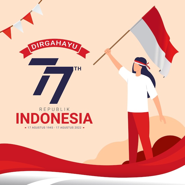 17 August Happy Indonesia Independence day greeting card