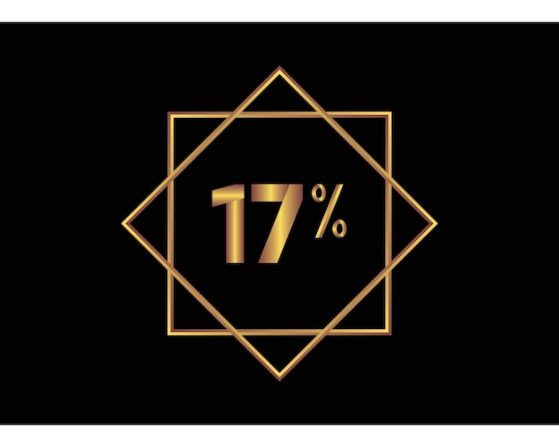 17 percent on black background gold vector image