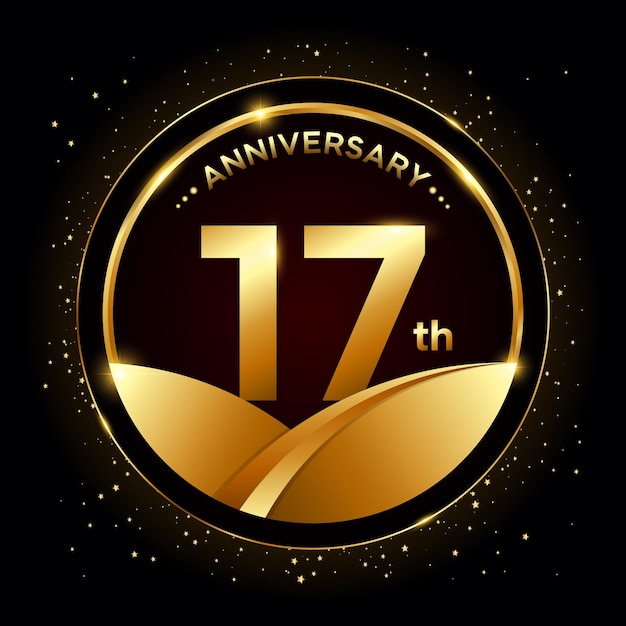 17th anniversary Golden anniversary template design Logo vector illustration