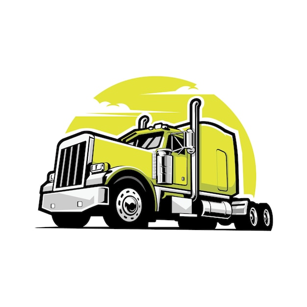 18 wheeler big rig semi truck tractor illustration vector art isolated