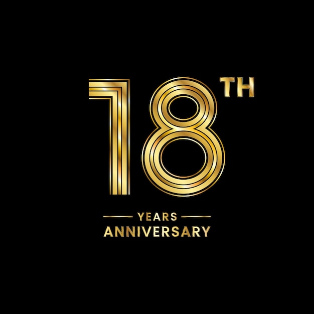 18 years anniversary logo design with golden number for anniversary celebration event Logo Vector