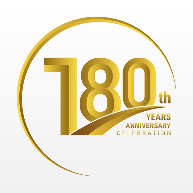 180th Anniversary Logo design with golden color and ring Logo Vector Template