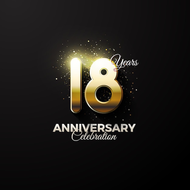 18th anniversary background with gold numbers and rings