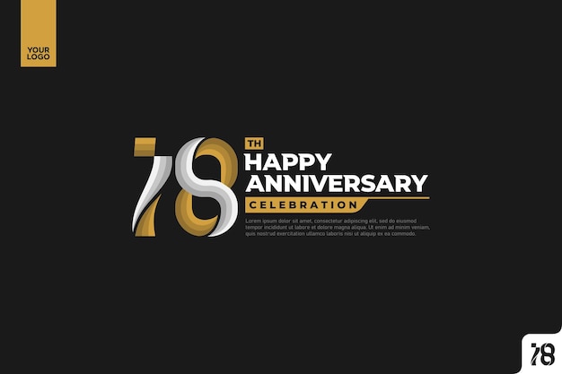 18th happy anniversary celebration with gold and silver on black background