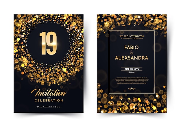 19 years birthday luxury invitation.