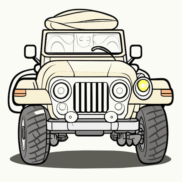 1955 jeep cj5 full body in the city park coloring page white background highest quality