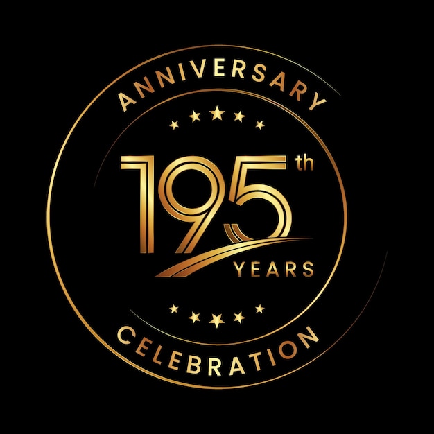 195th Anniversary Anniversary logo design with gold color ring and text for anniversary celebration events Logo Vector Template