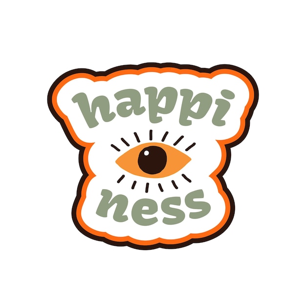 1970 happiness colorful happiness vector clipart illustration. Fun hippie lettering. Groovy element