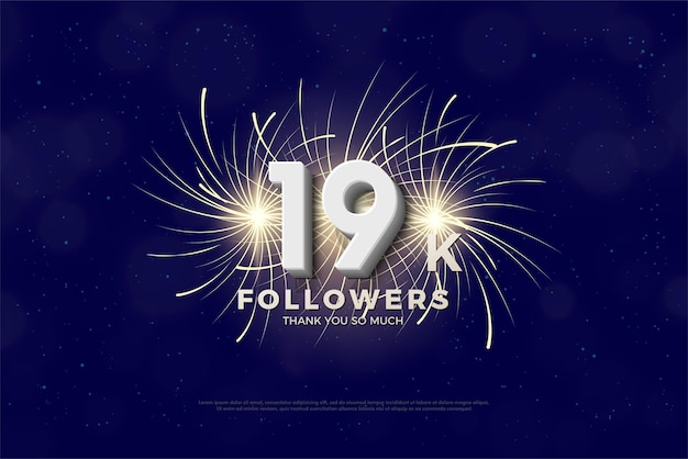 19k followers with fireworks spark illustration.