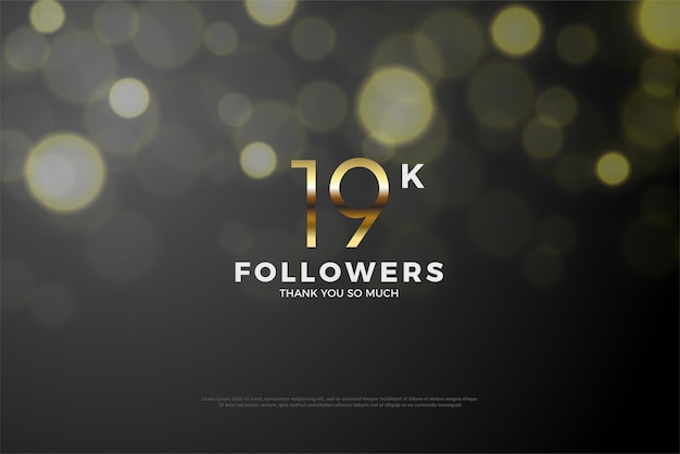 19k followers with golden bubble background.