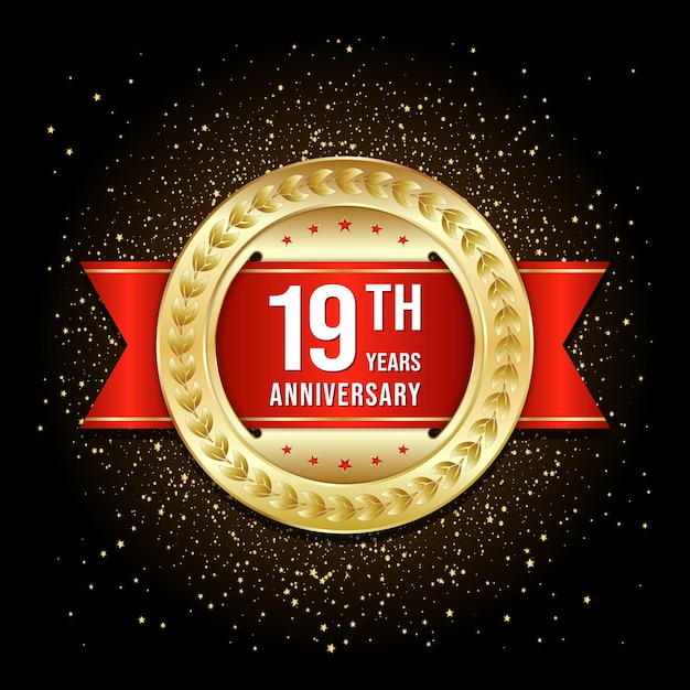 19th anniversary design template vector template illustration