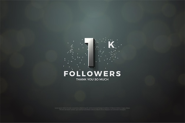 1k follower background with silver number and glitter.