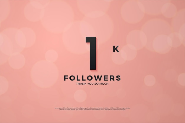 1k follower pink background bokeh effect.