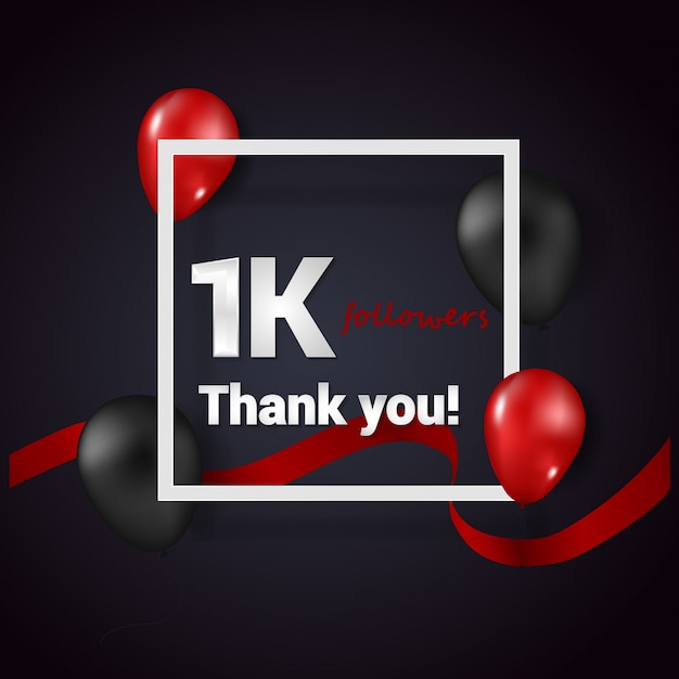 1k Thank You Follower vector Background for social media