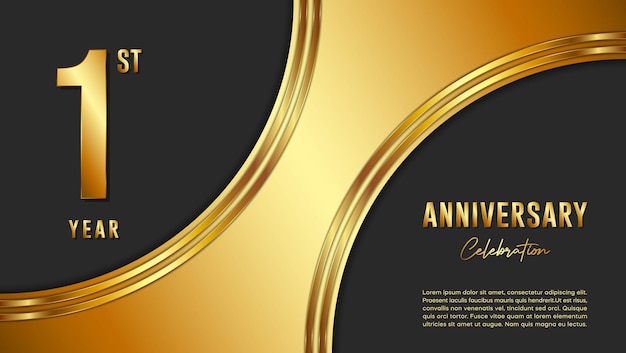 1st Anniversary Celebration template design with gold background and numbers Vector Template