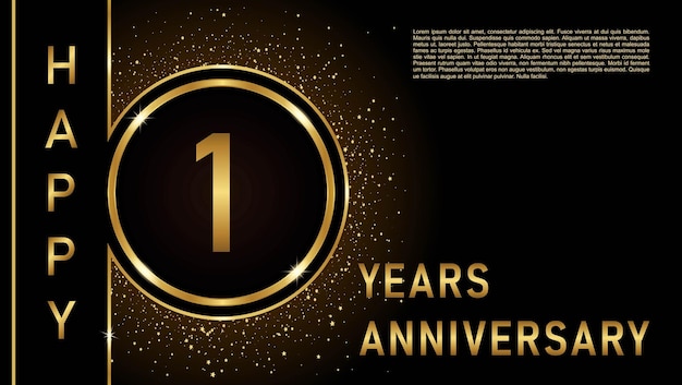 1st Anniversary Gold color template design for birthday event Vector Template