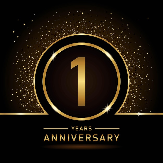 1st Anniversary Gold color template design for birthday event Vector Template