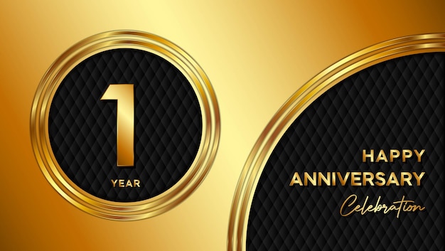 1st anniversary template design with golden number and texture for anniversary celebration event