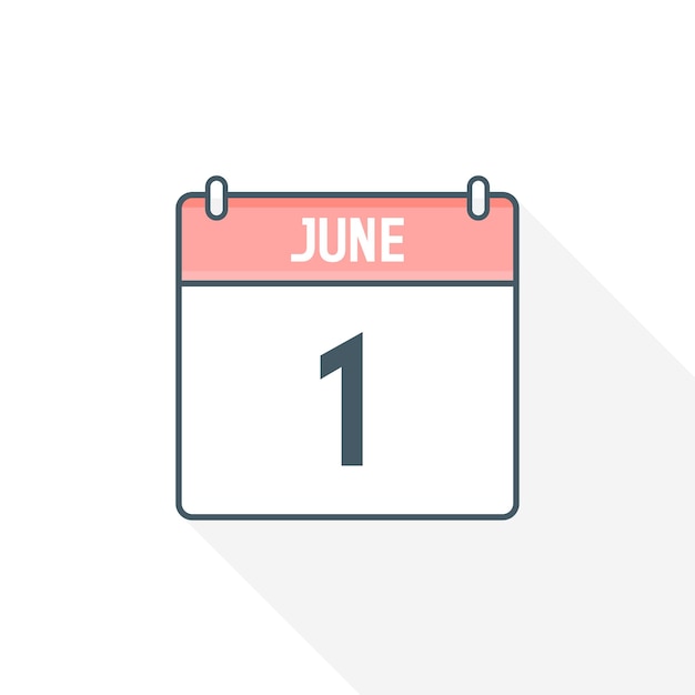 1st June calendar icon June 1 calendar Date Month icon vector illustrator