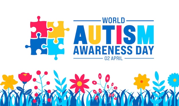 2 April world Autism Awareness Day colorful Puzzle icon banner or background design template