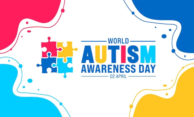 2 April world Autism Awareness Day colorful Puzzle icon banner or background design template