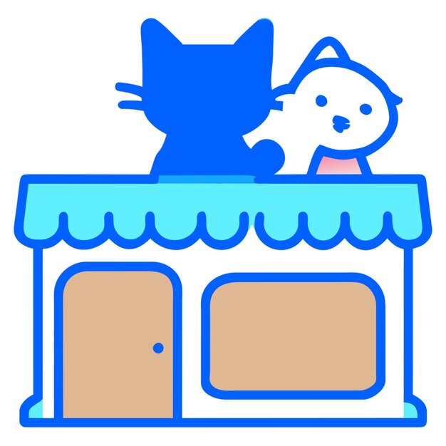 2 cat shop assistant icon colored outline