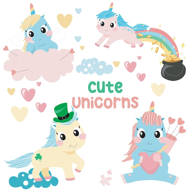 2 Cute Unicorns Stickers