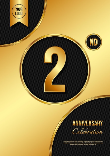 2 Year Anniversary celebration template design Golden Anniversary vector illustration