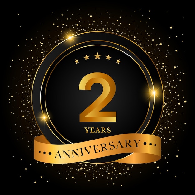 2 Years Anniversary Golden anniversary celebration template design Vector illustrations